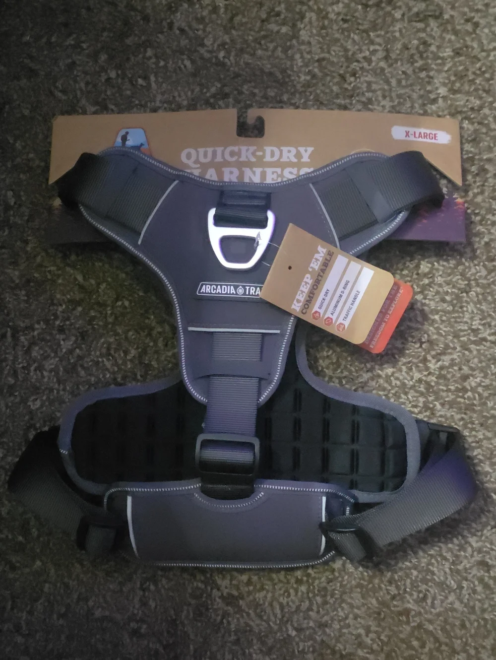 Arcadia Trail QUICK-DRY Harness in Reflective Gray/ Black XLARGE NWT